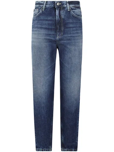Dondup High-waisted Loose Fit Bessie Pants In Blue
