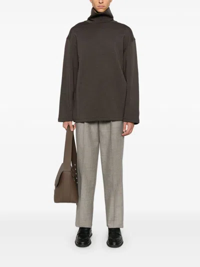Lemaire Mélange-effect Sweatshirt In Brown