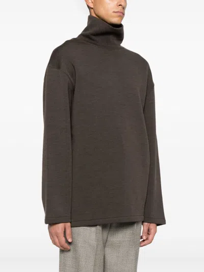 Lemaire Mélange-effect Sweatshirt In Brown