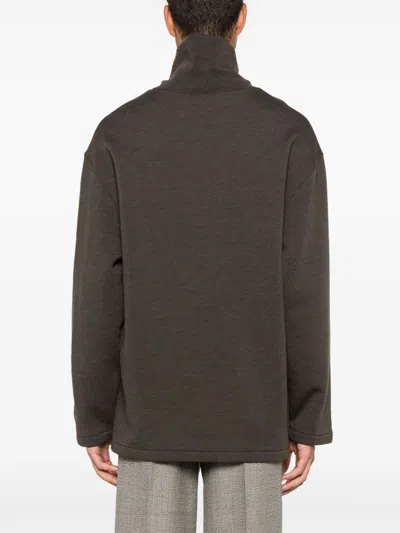 Lemaire Mélange-effect Sweatshirt In Brown