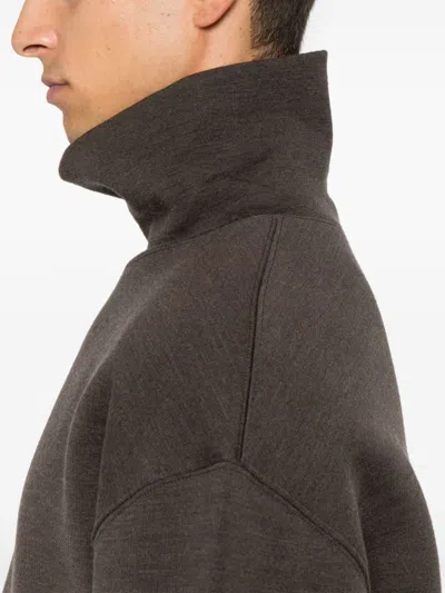 Lemaire Mélange-effect Sweatshirt In Brown