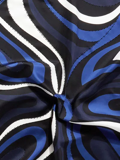 Pucci Large Marmo-print Silk Scarf In Blue