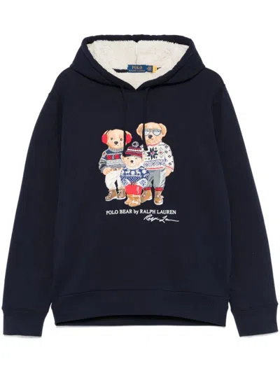 Shop Polo Ralph Lauren Polo Bear-print Hoodie In Blue