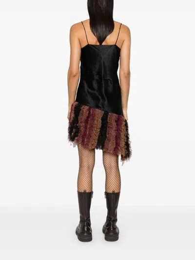 Song For The Mute Relaxed-fit V-neck Satin Mini Dress In Black