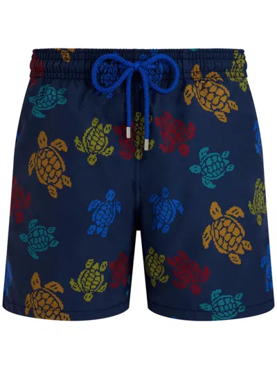 Vilebrequin X Falke Moorea Printed Swim Trunks In Blue