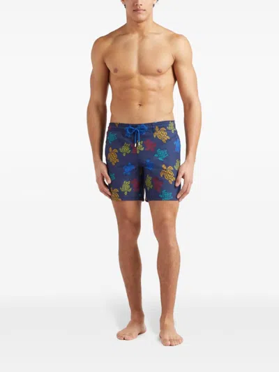 Vilebrequin X Falke Moorea Printed Swim Trunks In Blue