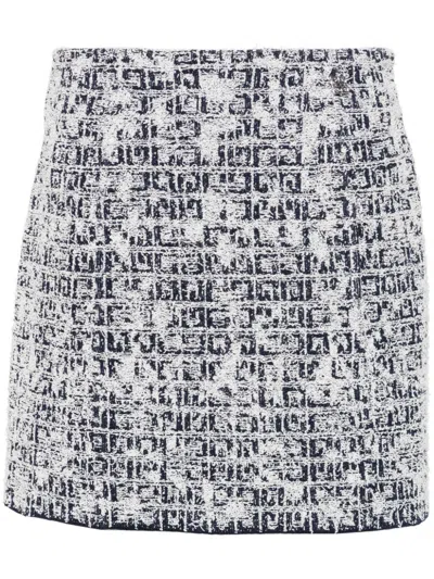 Givenchy Skirt In 4g Tweed With 4g Liquid Detail In 410 Navy