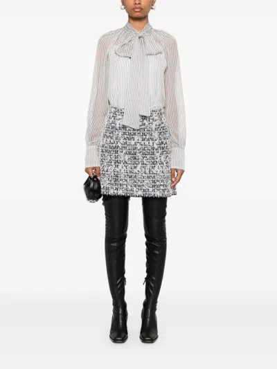 Givenchy Skirt In 4g Tweed With 4g Liquid Detail In 410 Navy