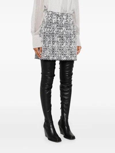 Givenchy Skirt In 4g Tweed With 4g Liquid Detail In 410 Navy