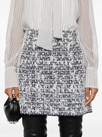 Givenchy Skirt In 4g Tweed With 4g Liquid Detail In 410 Navy
