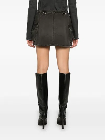 Coperni 'cargo Denim' Mini Skirt With Pockets And Elastic Waistband In Grey