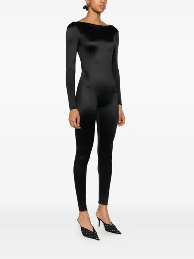 Maison Close Open-back Long-sleeve Jumpsuit In Black