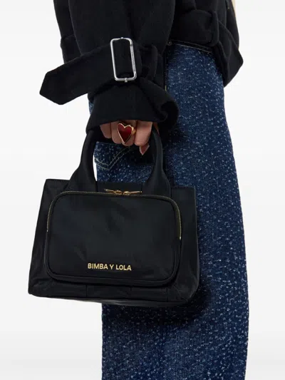 Bimba Y Lola Small Zip-pocket Tote Bag In Black