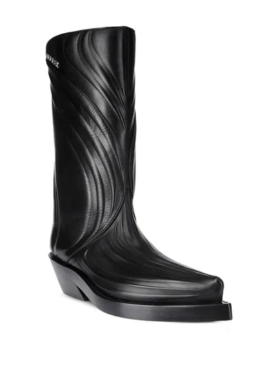 Mugler Embossed Santiag Boot In Calfskin Black