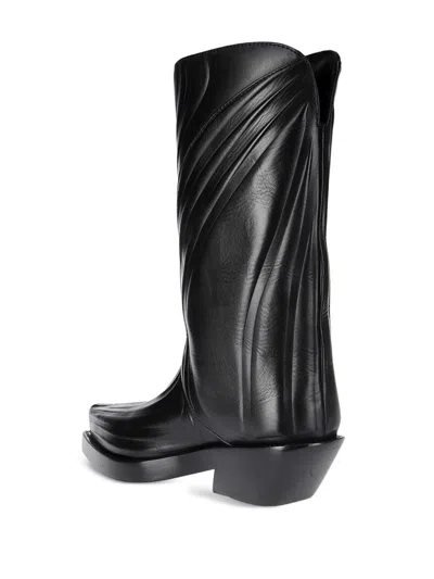 Mugler Embossed Santiag Boot In Calfskin Black