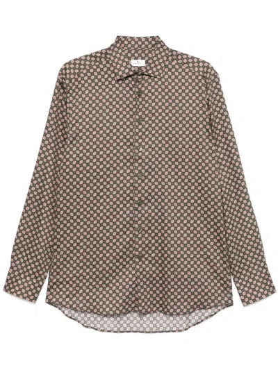 Etro Rome Printed Shirt Buttons In Green