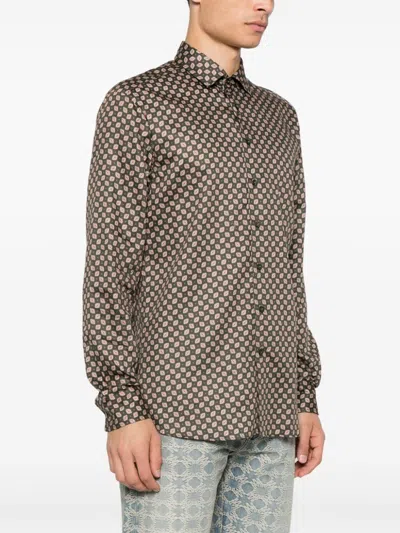 Etro Rome Printed Shirt Buttons In Green