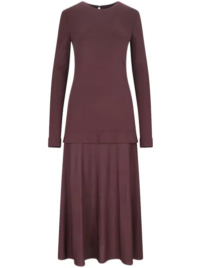 Jil Sander Draped Midi Dress In Red
