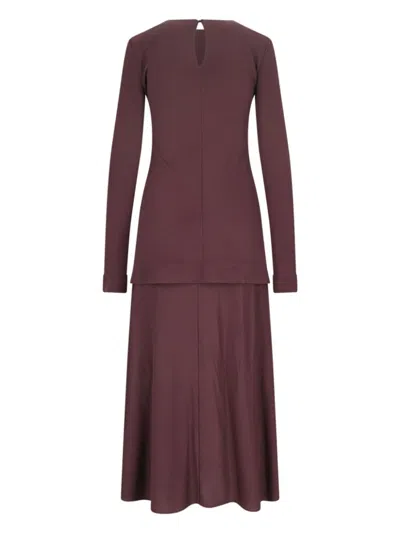 Jil Sander Draped Midi Dress In Red