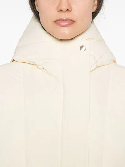 Jil Sander Yellow Quilted Down Coat In Neutrals