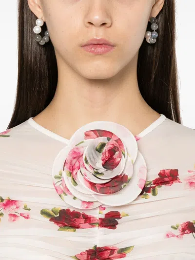 Magda Butrym Rose-appliqué Ruched Top In White