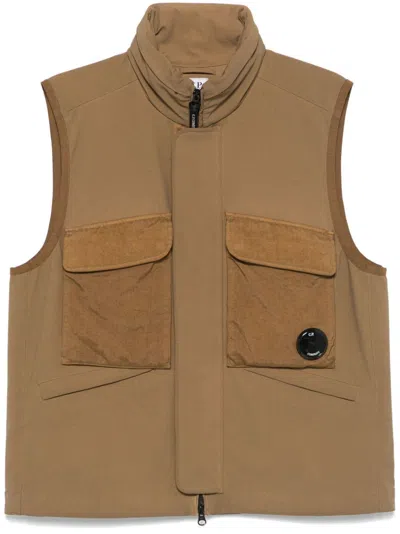C.p. Company Gd Shell Gilet In Brown