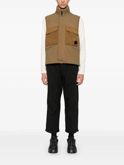 C.p. Company Gd Shell Gilet In Brown