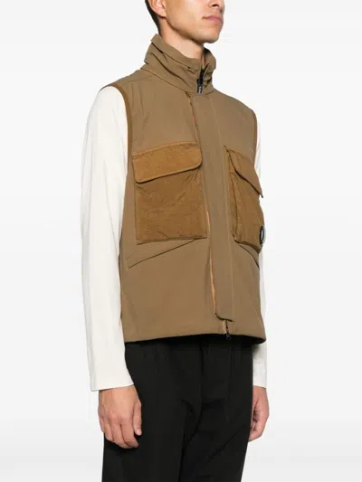 C.p. Company Gd Shell Gilet In Brown