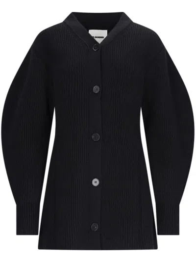 Shop Jil Sander Ribbed-knit Cardigan In Black