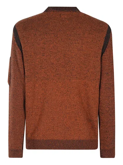C.p. Company Textured Fleece Knit Sweater In Orange