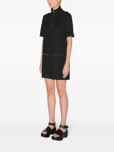 Shop Rosetta Getty Zip-up Mini Dress In Black