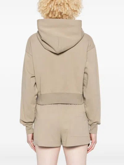 Sporty And Rich Vendome-script Cropped Hoodie In Neutrals