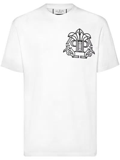 Shop Philipp Plein Skull&bones T-shirt In White