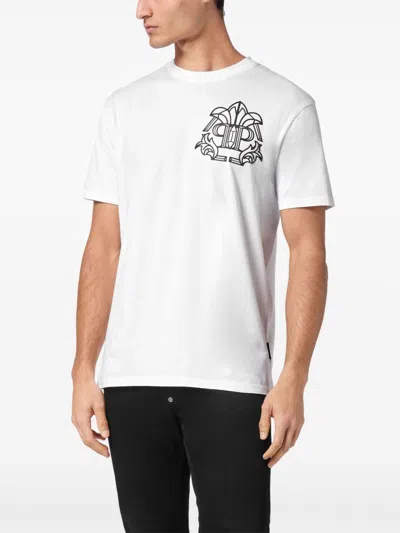 Shop Philipp Plein Skull&bones T-shirt In White