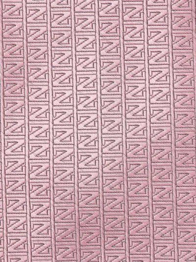 Zegna Logo Embroidered Pointed Tip Tie In Pink