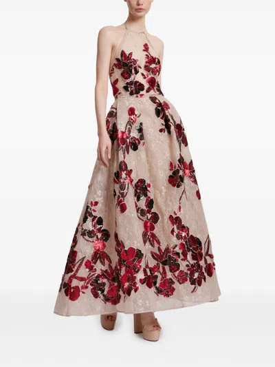 Elie Saab Sequinned A-line Maxi Dress In Neutrals