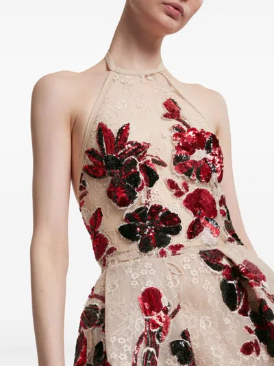 Elie Saab Sequinned A-line Maxi Dress In Neutrals