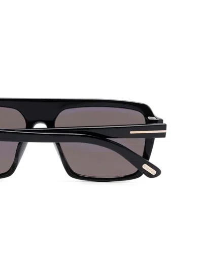 Tom Ford Oversized Rectangular Acetate Sunglasses With Metallic Accents In Brown