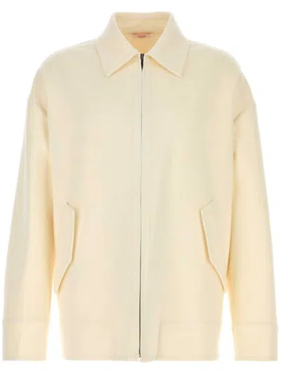 Valentino Garavani Men Ivory Wool Blend Shirt In White