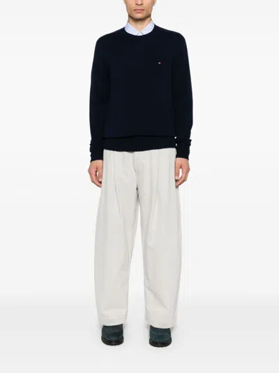 Tommy Hilfiger Wool Crew-neck Sweater In Blue