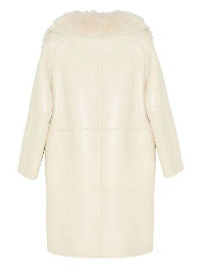 Yves Salomon Wool Coat In Neutrals