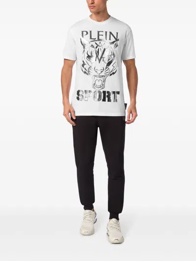 Plein Sport Tiger-print Round-neck T-shirt In White