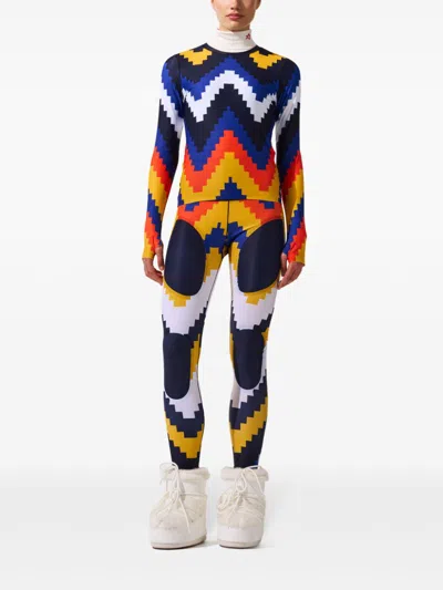 Perfect Moment Chevron Compression Legging In Blue