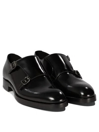 Prada Double-buckle Loafers In Black