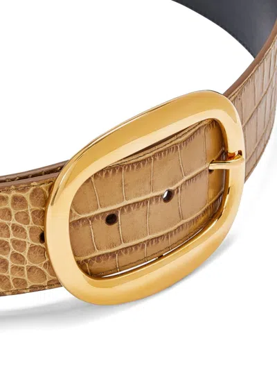 Tom Ford Crocodile-embossed Belt In Neutrals