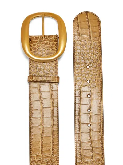 Tom Ford Crocodile-embossed Belt In Neutrals