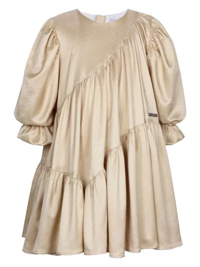 Jessie And James Ruffled Dress In Gold