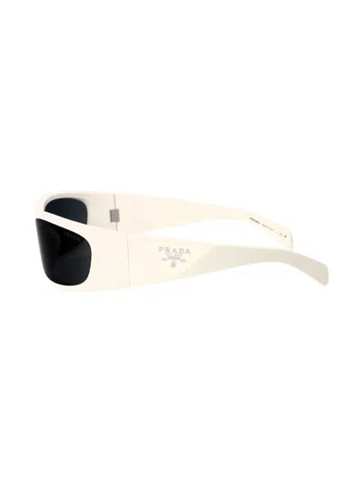 Prada Symbole Wraparound-frame Sunglasses In White