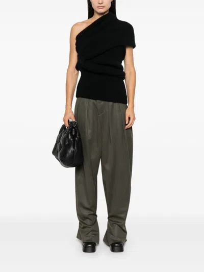 Rick Owens Asymmetric Draped Knitted Top In Black
