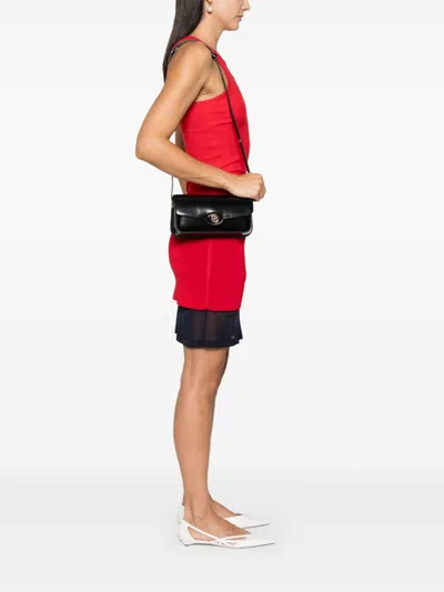 Tory Burch Robinson Spazzolato Leather Shoulder Bag In Black